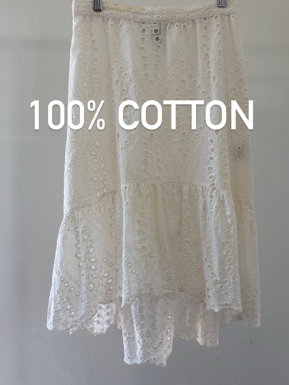 Banana Republic White Eyelet High-Low Skirt | 100% cotton | Petite XS
